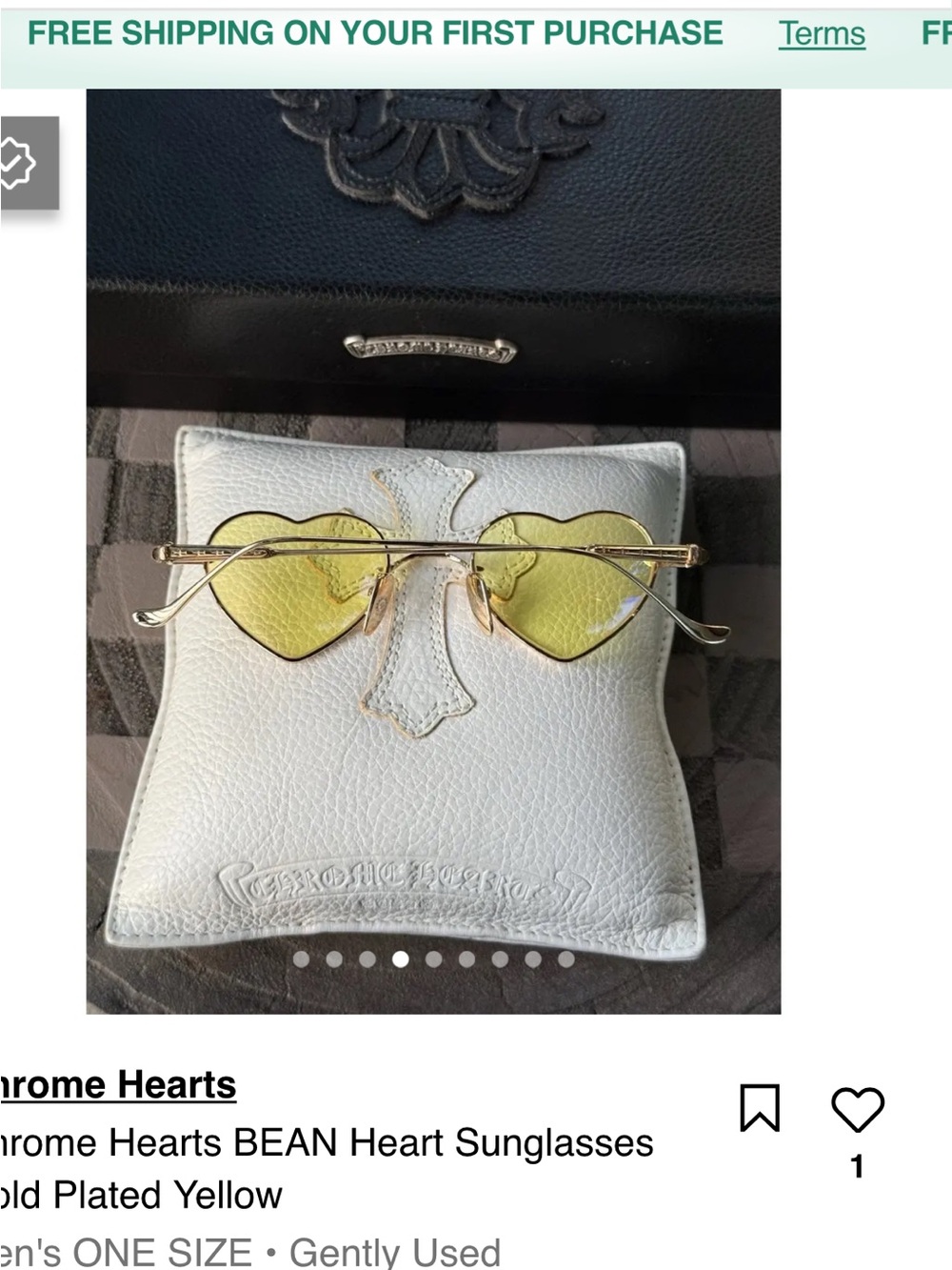 Chrome Hearts Gold Plated Heart Sunglasses with Yellow Lenses